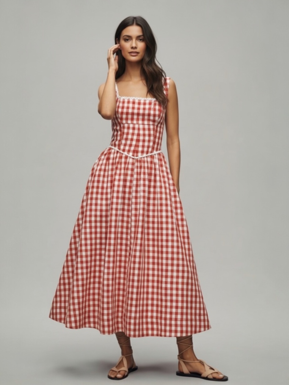 WAYF (Where Are You From) Red and White Gingham Dress Size Large